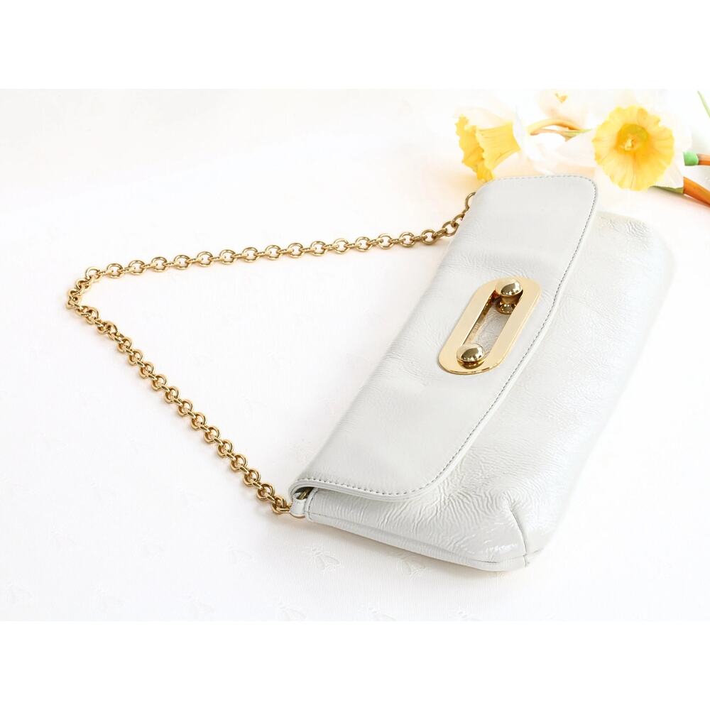 Vintage White Patent Leather Retro Style Handbag, Hobo Brand‎